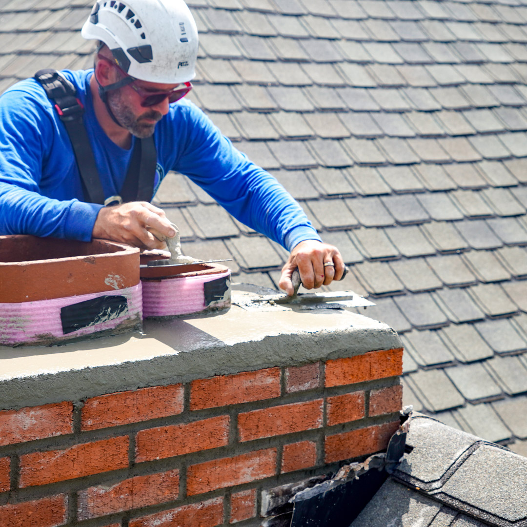 Repairing and rebuilding chimney crowns in Prospect, KY & Clarksville, IN